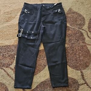 Womens, Black Buckle Detail Pants